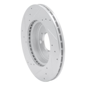 Honda Fit Brake Rotor (1) - Front Right - R1 Concepts - Drilled & Slotted - Silver - `15-`20